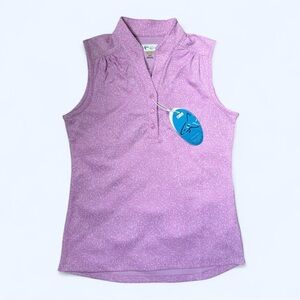 Greg Norman Heathered Dot Sleeveless Golf Polo in Primrose Size Small NWT